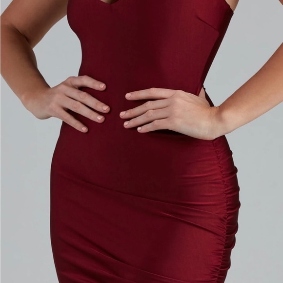 Just Flaunt It Satin Asymmetrical Mini Dress - Picture 3 of 3